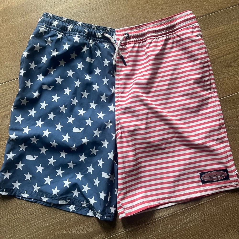 Vineyard, vine boys, chappy patriotic, swim trunks